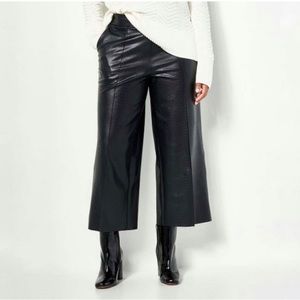 Jason Wu Black Vegan Leather Cropped Culotte Pants NWOT